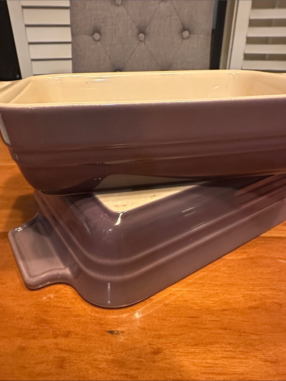 2 Le Creuset Red Exterior with Cream Interior Rectangular Baking Dish Set